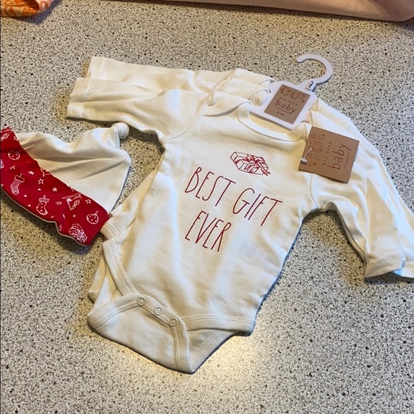 NEW Rae Dunn Christmas baby onesies & hat 4 pc set - Picture 2 of 7
